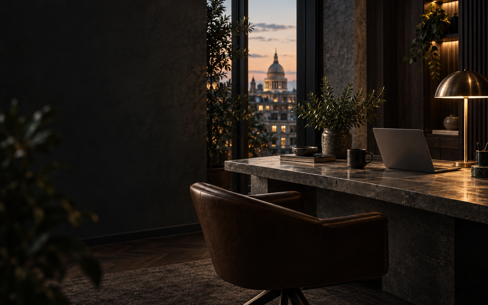 Considered London workspace with a view towards St Paul's Cathedral